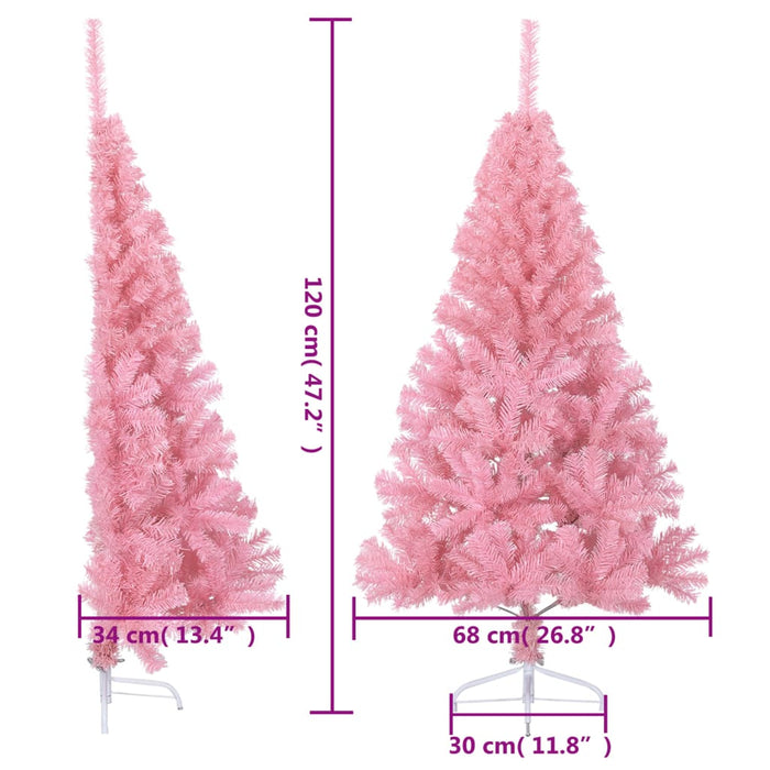 Albero di Natale Artificiale a Metà con Supporto in Varianti di Colore e Materiale