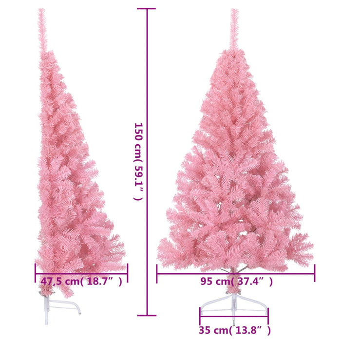 Albero di Natale Artificiale a Metà con Supporto in Varianti di Colore e Materiale