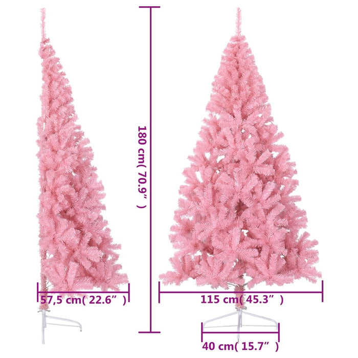 Albero di Natale Artificiale a Metà con Supporto in Varianti di Colore e Materiale