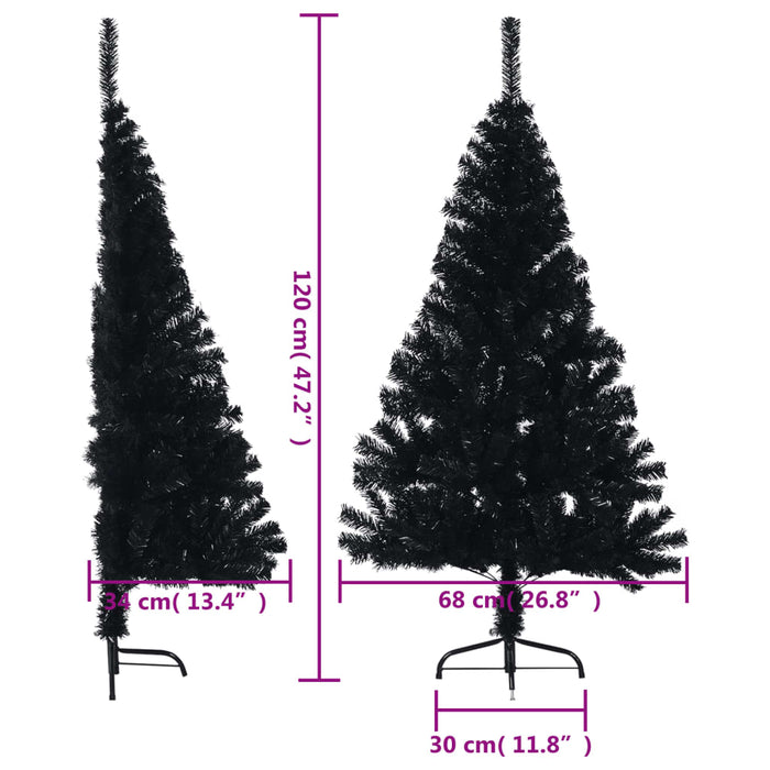 Albero di Natale Artificiale a Metà con Supporto in Varianti di Colore e Materiale