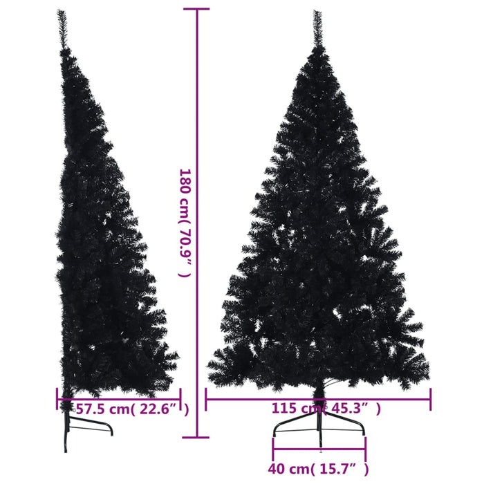 Albero di Natale Artificiale a Metà con Supporto in Varianti di Colore e Materiale