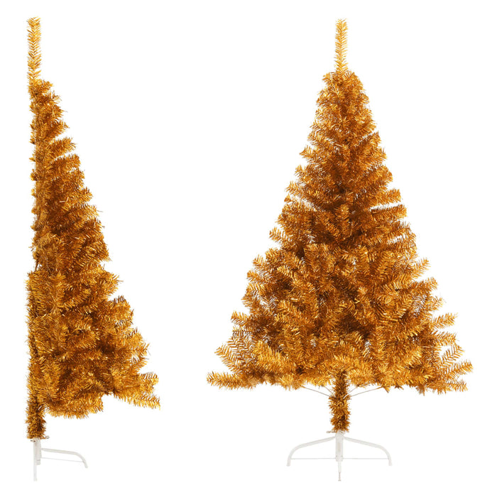 Albero di Natale Artificiale a Metà con Supporto in Varianti di Colore e Materiale