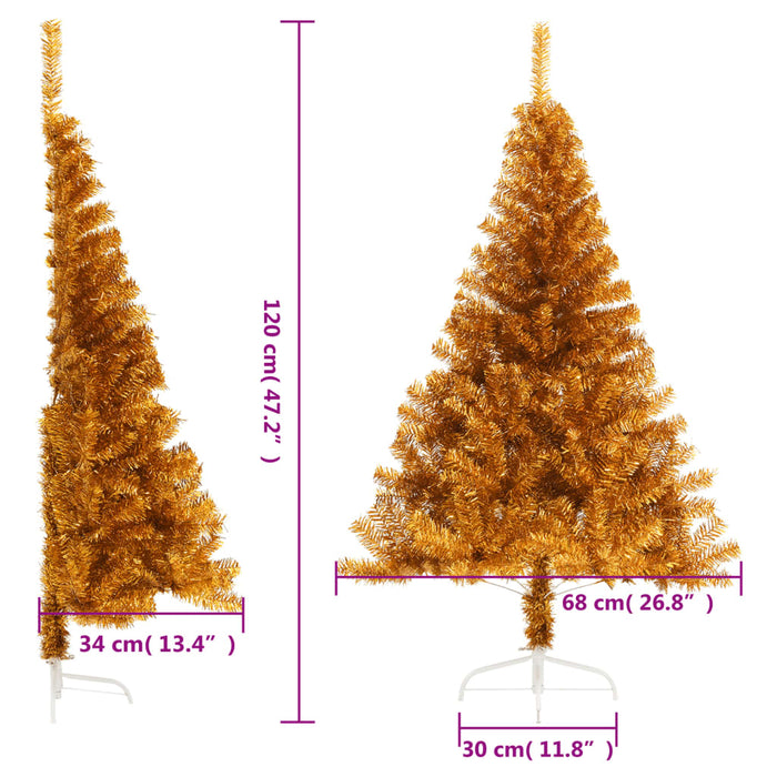 Albero di Natale Artificiale a Metà con Supporto in Varianti di Colore e Materiale