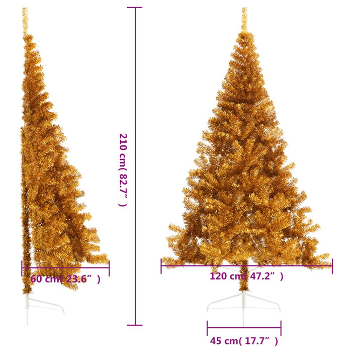 Albero di Natale Artificiale a Metà con Supporto in Varianti di Colore e Materiale