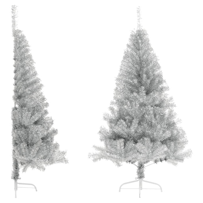 Albero di Natale Artificiale a Metà con Supporto in Varianti di Colore e Materiale