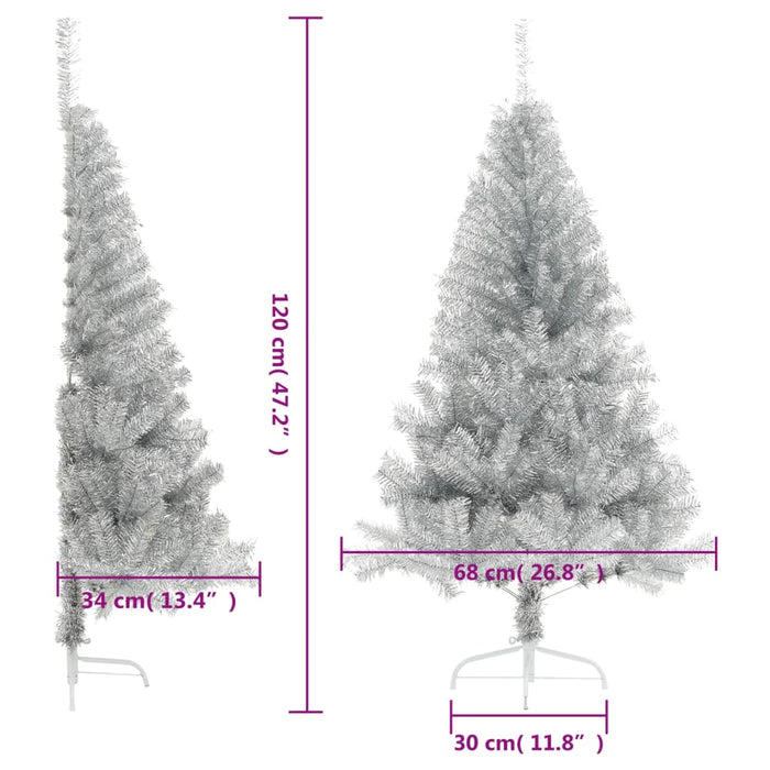 Albero di Natale Artificiale a Metà con Supporto in Varianti di Colore e Materiale