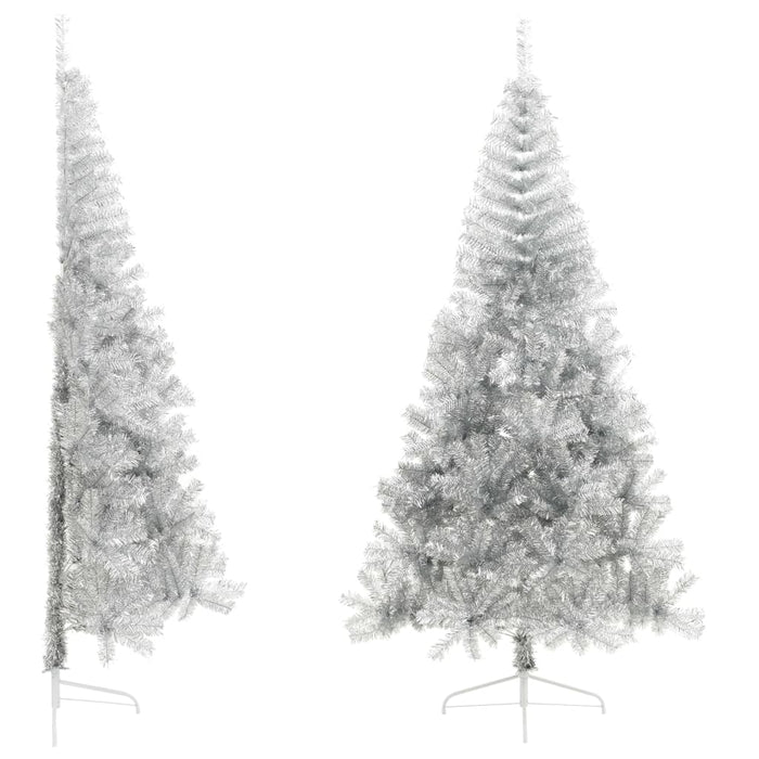 Albero di Natale Artificiale a Metà con Supporto in Varianti di Colore e Materiale