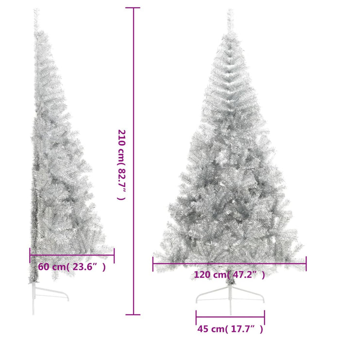 Albero di Natale Artificiale a Metà con Supporto in Varianti di Colore e Materiale