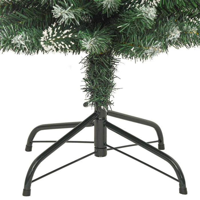 Albero di Natale Artificiale Sottile con Base e Albero di Natale con Luci e Pigne PVC e PE