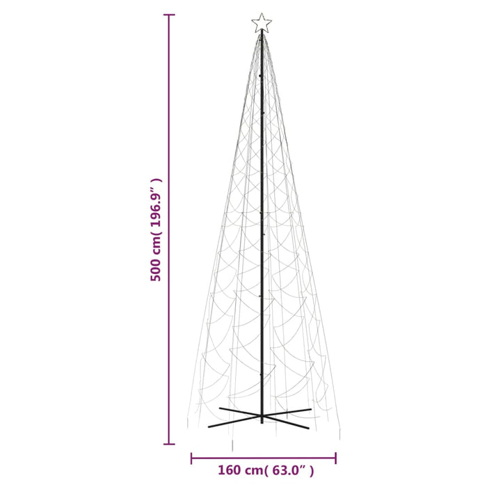 Albero di Natale a Cono con LED Bianco Caldo e Freddo