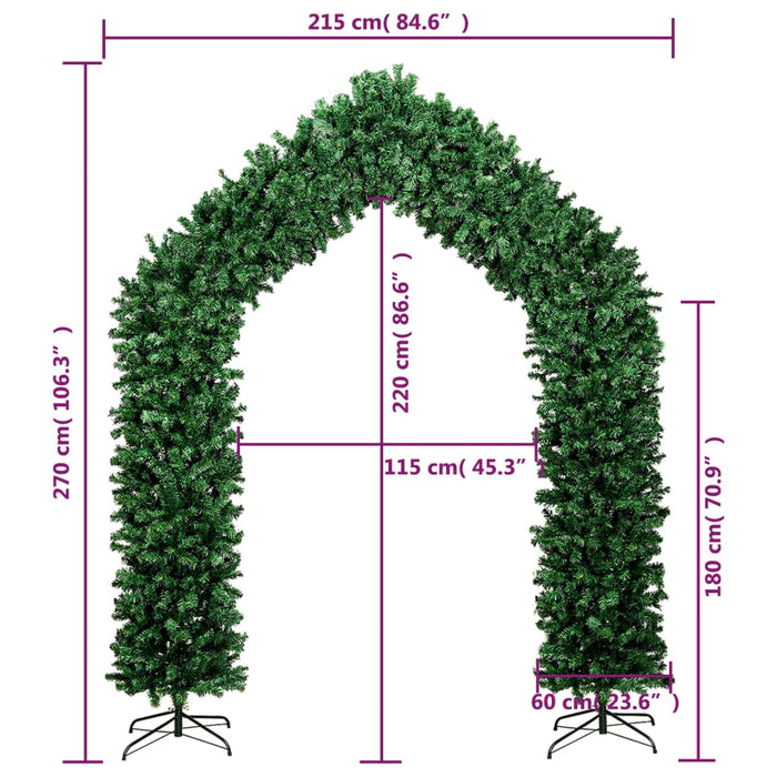 Albero di Natale ad Arco 240 cm e 270 cm Innevato e Verde