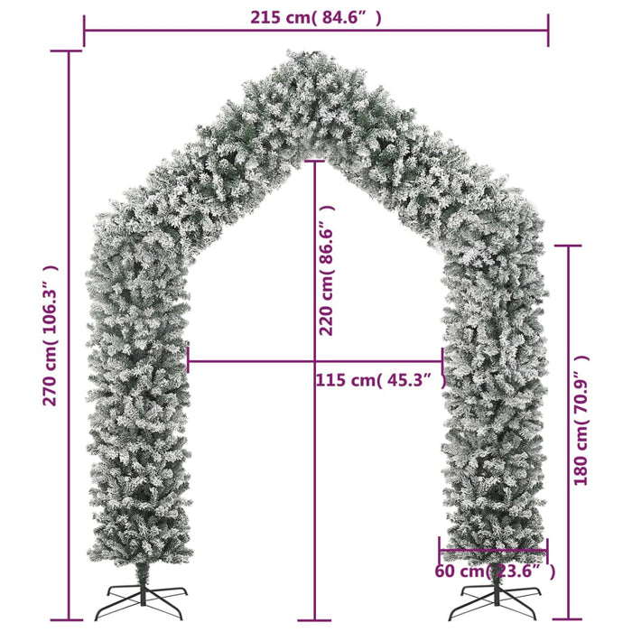 Albero di Natale ad Arco 240 cm e 270 cm Innevato e Verde