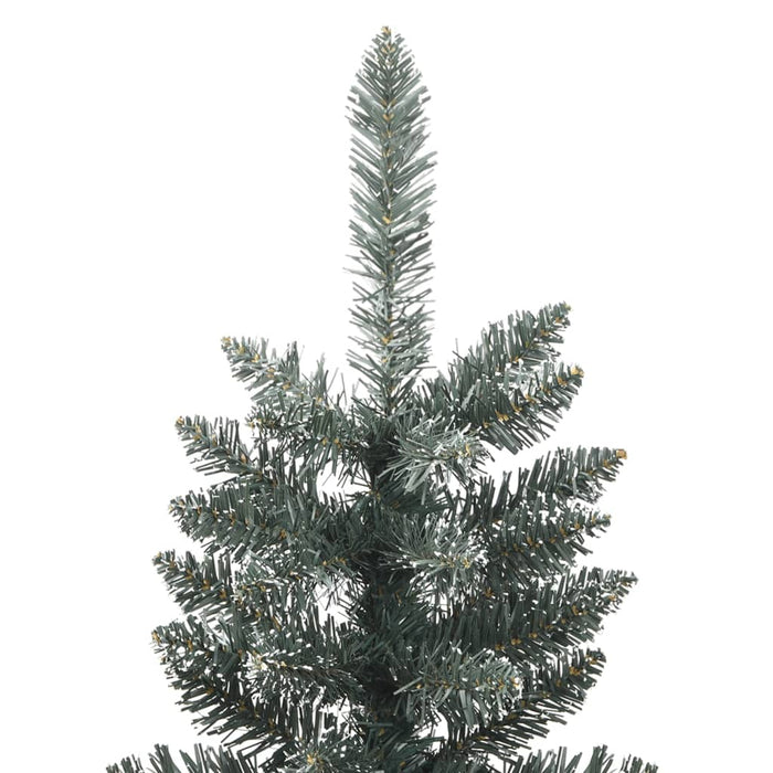 Albero di Natale Artificiale Sottile con Base Verde in PVC