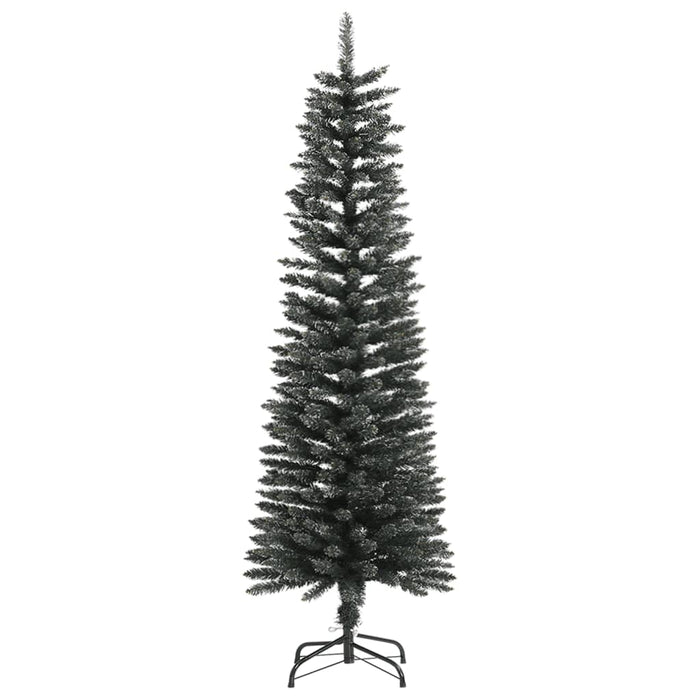 Albero di Natale Artificiale Sottile con Base Verde in PVC