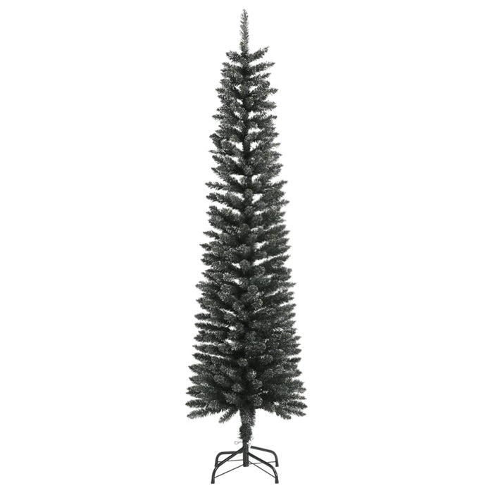 Albero di Natale Artificiale Sottile con Base Verde in PVC