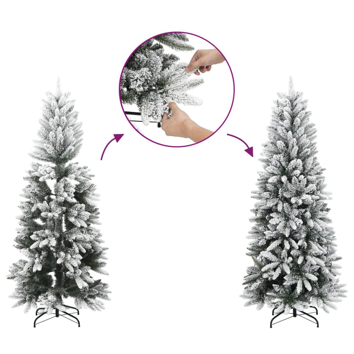 Albero di Natale Artificiale con Neve Floccata e LED in diverse dimensioni e materiali