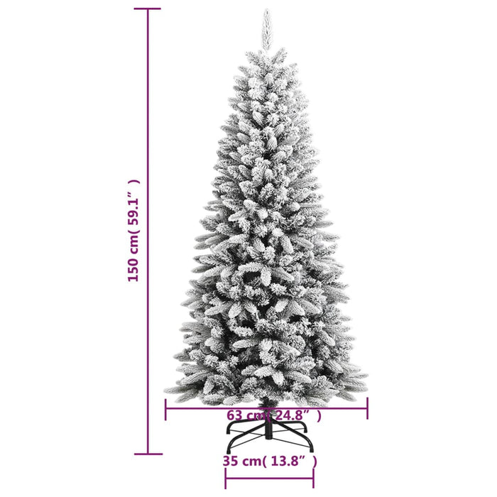 Albero di Natale Artificiale con Neve Floccata e LED in diverse dimensioni e materiali