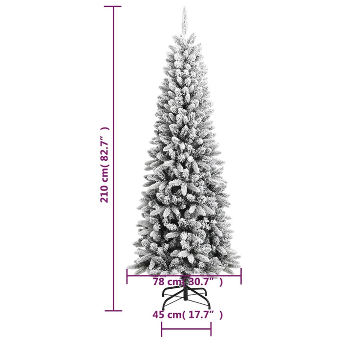 Albero di Natale Artificiale con Neve Floccata e LED in diverse dimensioni e materiali