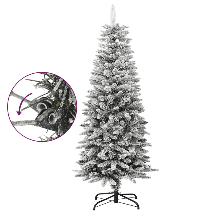 Albero di Natale Artificiale con Neve Floccata e LED in diverse dimensioni e materiali