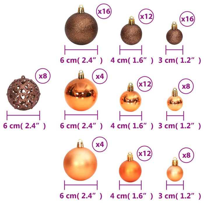 Set Palline di Natale 100 pz 3/4/6 cm