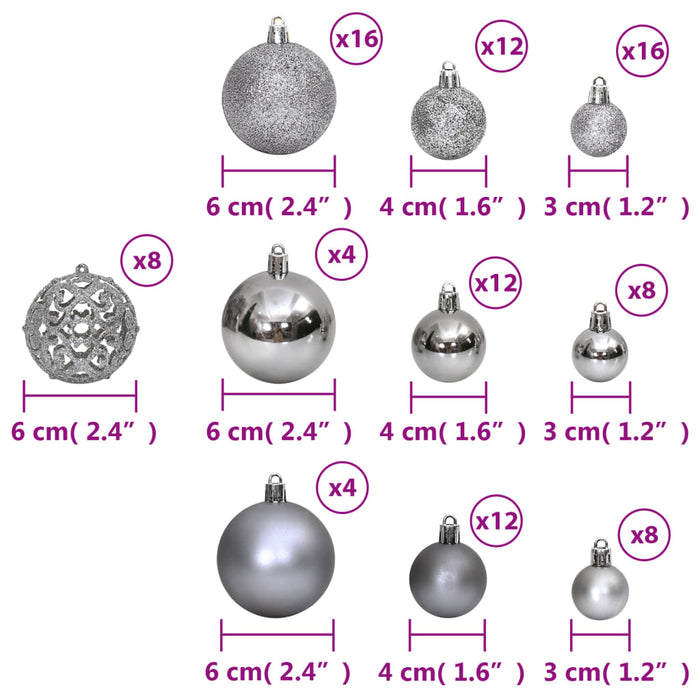 Set Palline di Natale 100 pz 3/4/6 cm