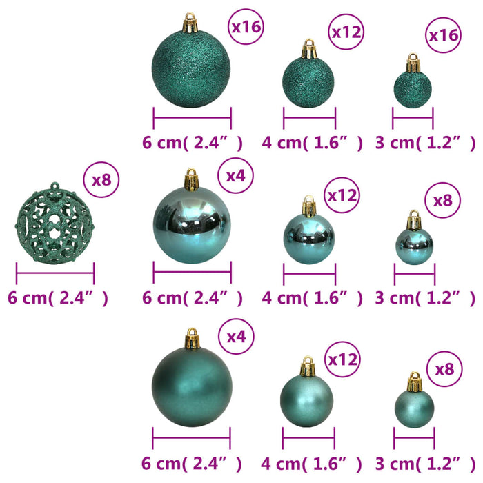 Set Palline di Natale 100 pz 3/4/6 cm