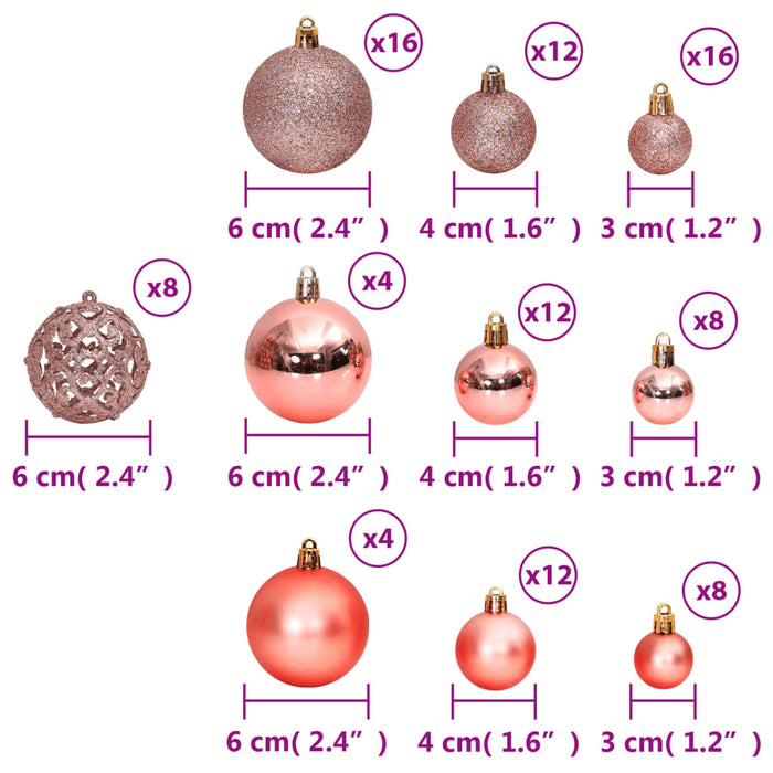 Set Palline di Natale 100 pz 3/4/6 cm