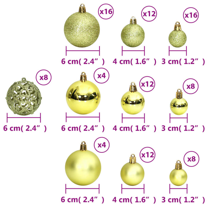 Set Palline di Natale 100 pz 3/4/6 cm