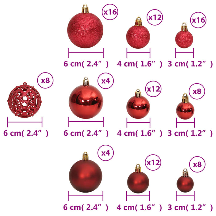 Set Palline di Natale 100 pz 3/4/6 cm