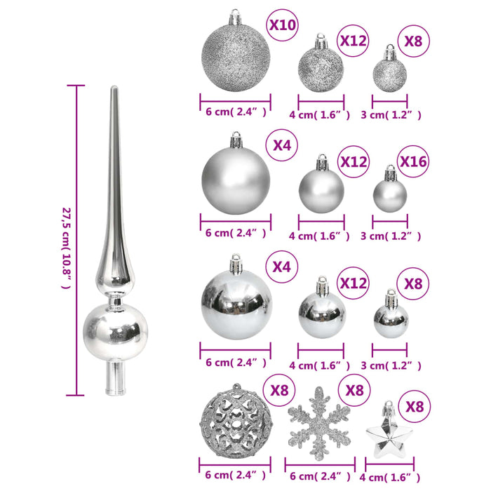 Set Palline di Natale 111 pz in Polistirene