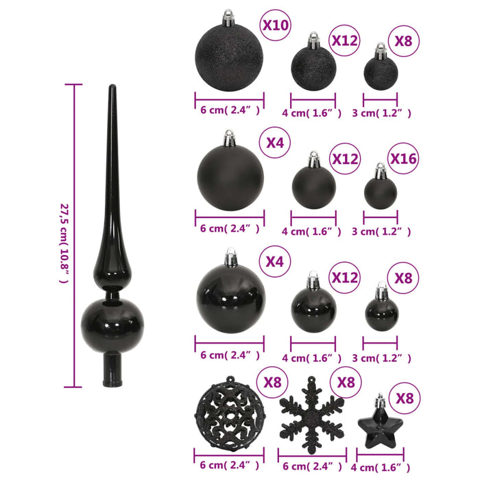 Set Palline di Natale 111 pz in Polistirene