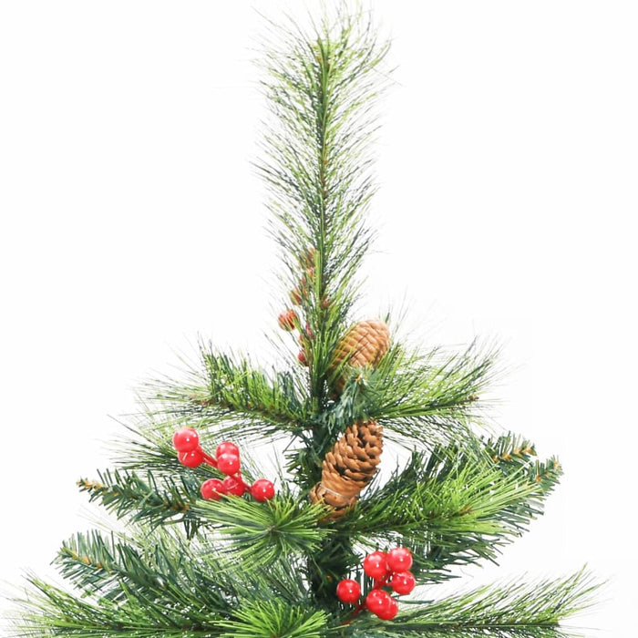 Albero Natale Artificiale Incernierato con Pigne e Bacche