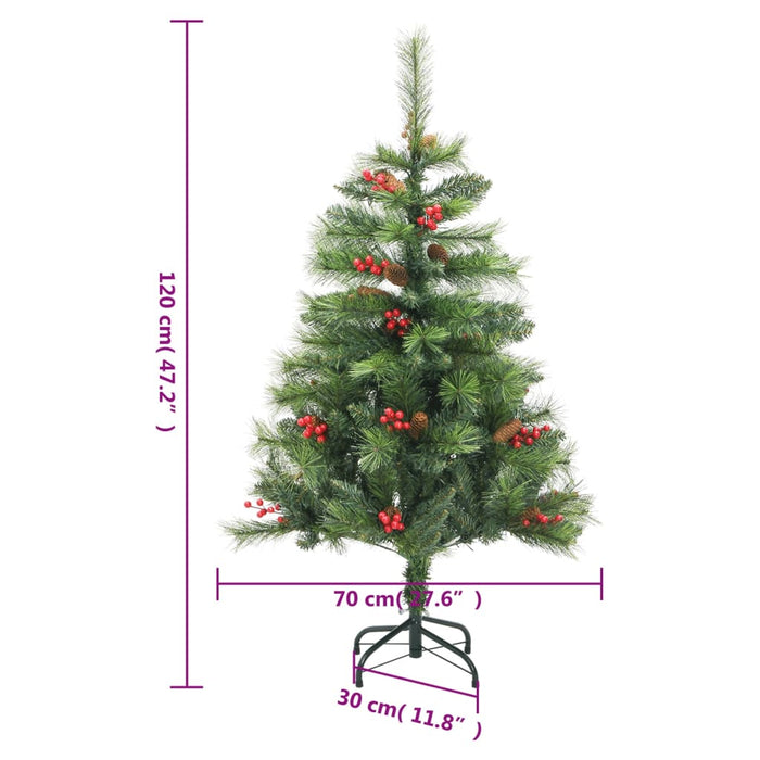 Albero Natale Artificiale Incernierato con Pigne e Bacche