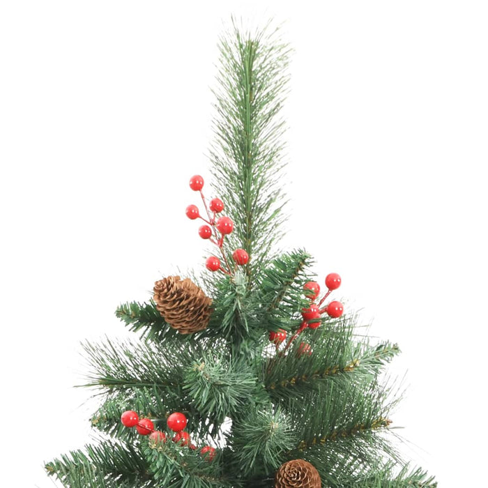 Albero Natale Artificiale Incernierato con Pigne e Bacche