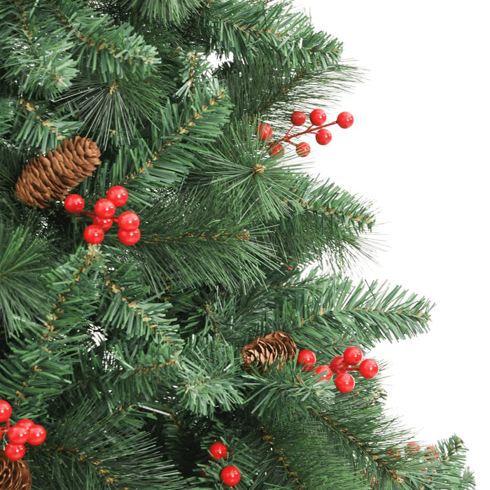 Albero Natale Artificiale Incernierato con Pigne e Bacche