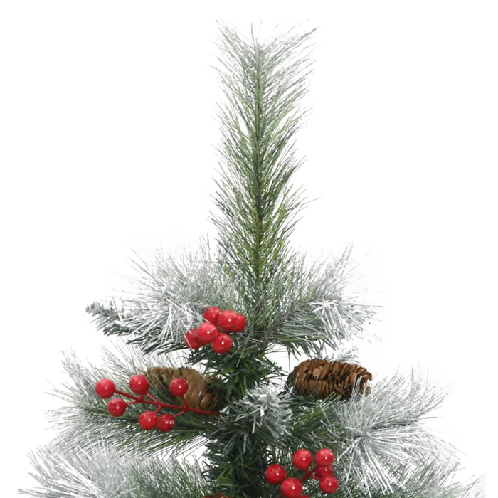 Albero Natale Artificiale Incernierato con Pigne e Bacche