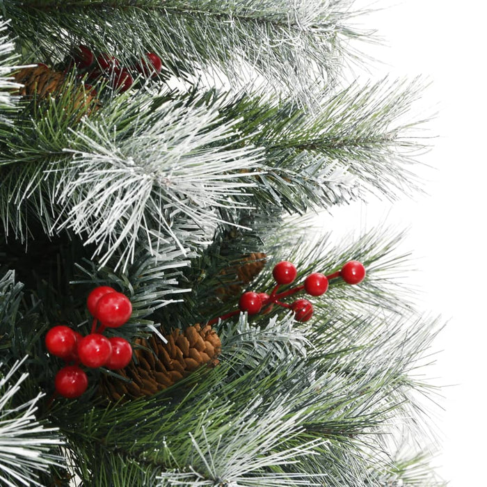 Albero Natale Artificiale Incernierato con Pigne e Bacche