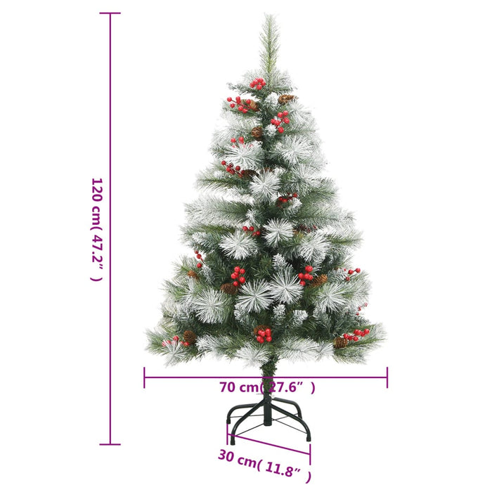 Albero Natale Artificiale Incernierato con Pigne e Bacche