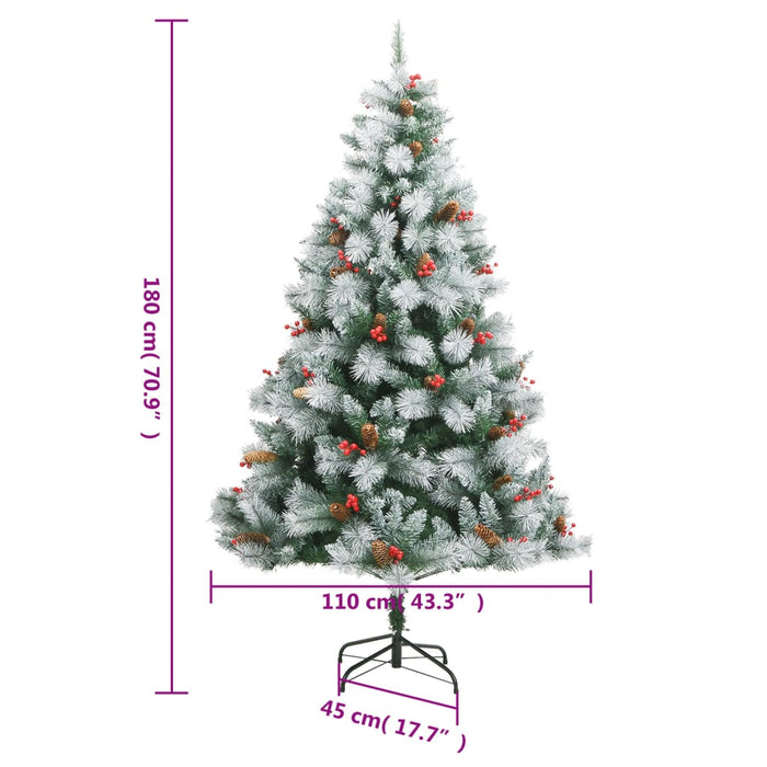 Albero Natale Artificiale Incernierato con Pigne e Bacche