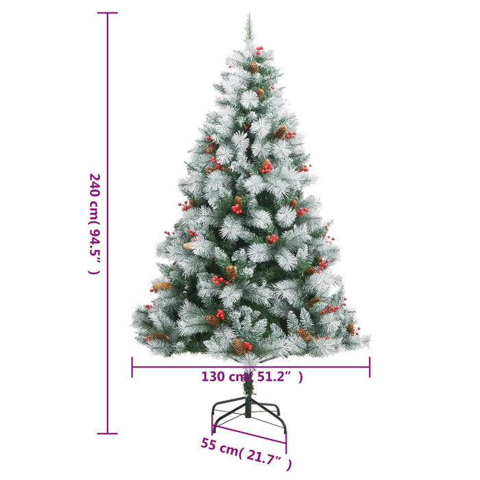 Albero Natale Artificiale Incernierato con Pigne e Bacche