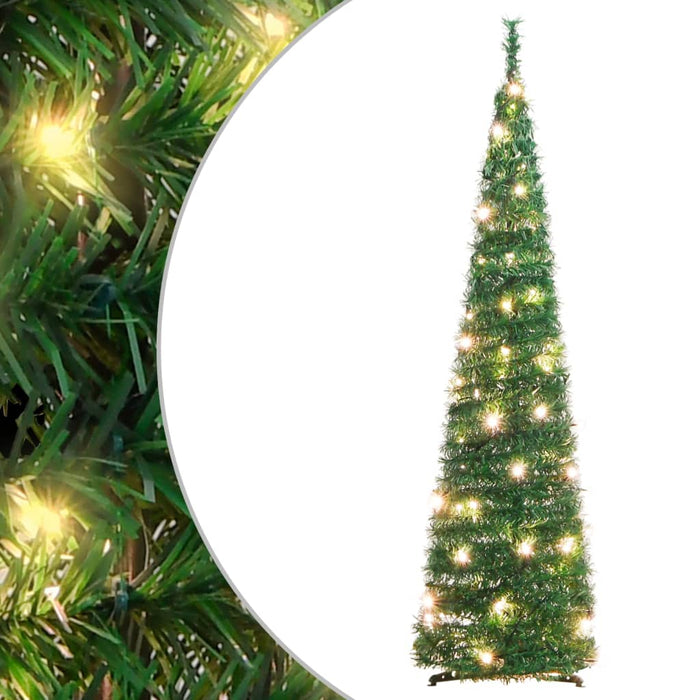 Albero di Natale Artificiale Pop-up con LED Neve Fioccata e Luminosità Variabile