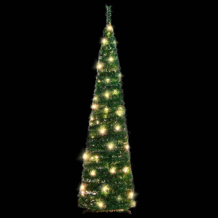 Albero di Natale Artificiale Pop-up con LED Neve Fioccata e Luminosità Variabile