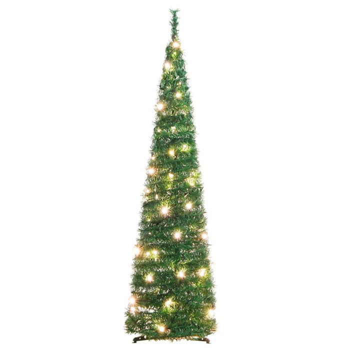 Albero di Natale Artificiale Pop-up con LED Neve Fioccata e Luminosità Variabile