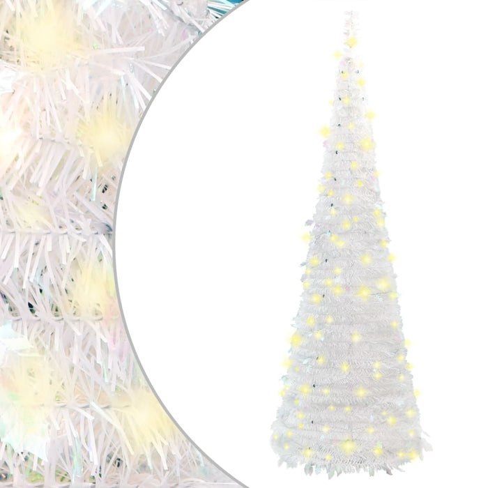 Albero di Natale Artificiale Pop-up con LED Neve Fioccata e Luminosità Variabile