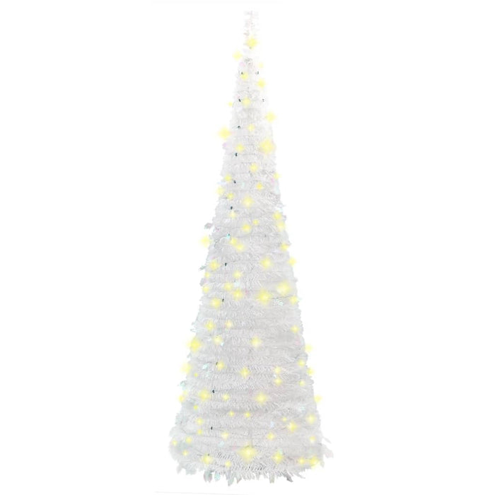 Albero di Natale Artificiale Pop-up con LED Neve Fioccata e Luminosità Variabile