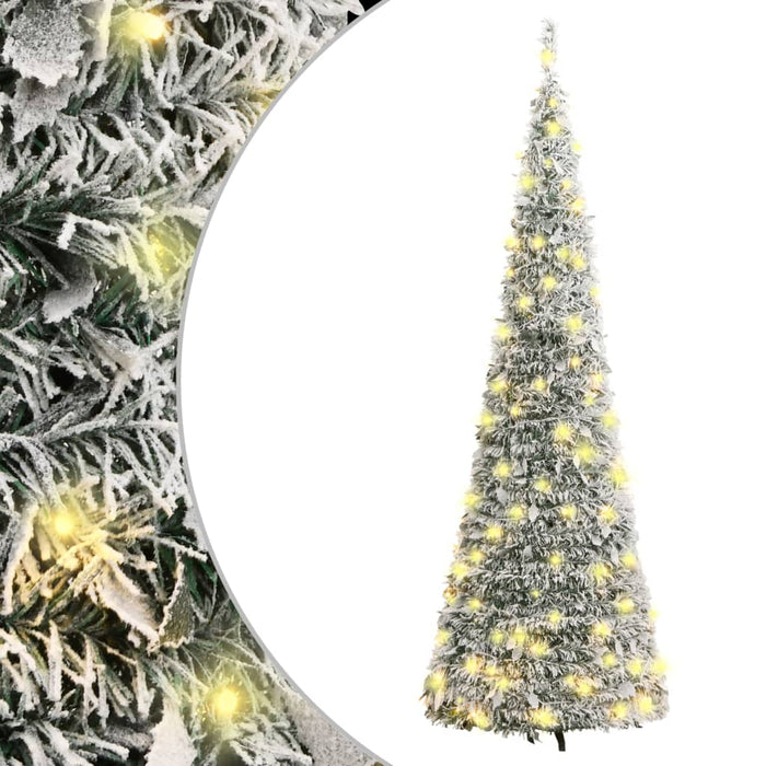 Albero di Natale Artificiale Pop-up con LED Neve Fioccata e Luminosità Variabile