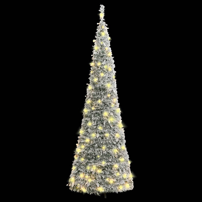 Albero di Natale Artificiale Pop-up con LED Neve Fioccata e Luminosità Variabile