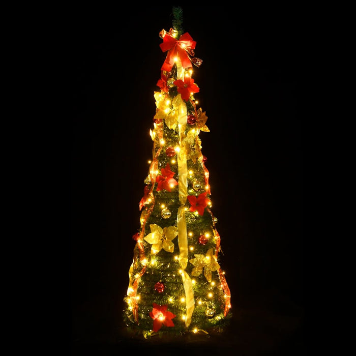 Albero di Natale Artificiale Pop-up con LED Neve Fioccata e Luminosità Variabile