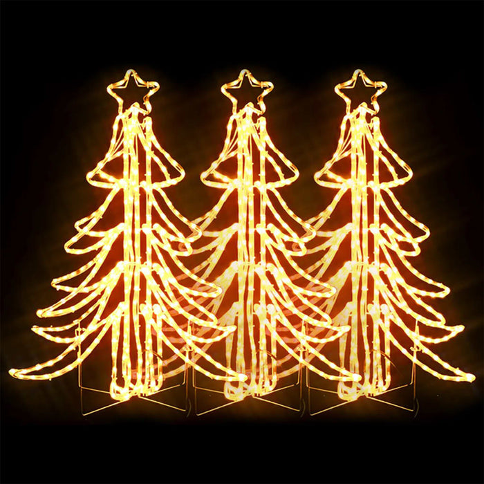 Figura Albero Natale Pieghevole con LED Bianco Caldo 87x87x93cm - Set di 2 e 3pz