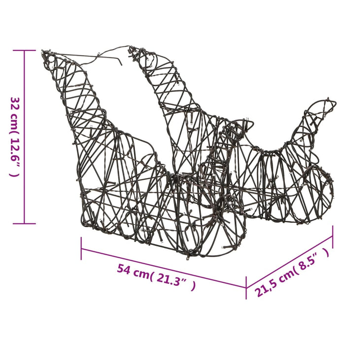 Decorazione Natalizia Renne e Slitte in Rattan con LED Bianco Caldo